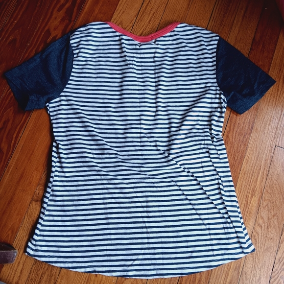 3 for $23 tops!! Rue21 Women's Navy, Dark Salmon, & White Striped Anchor Top, SM - Picture 2 of 3